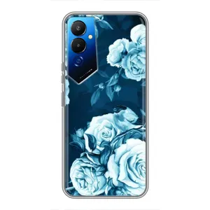 Чехлы (ART) Цветы на Tecno POVA 4 (LG7n) (VPrint) (Голубые Бутоны)
