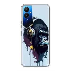Чехол с Обезьянами Tecno POVA 4 (LG7n) - (AlphaPrint) (Горилла в наушниках)
