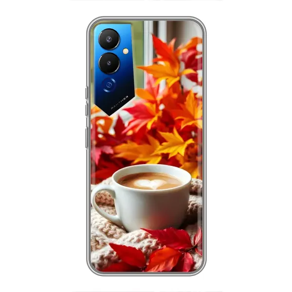 Чехол с принтом «Кофе и листья» для TECNO POVA 4 (LG7n)