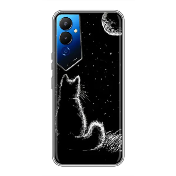 Чехол с принтом «Котик и луна» для TECNO POVA 4 (LG7n)