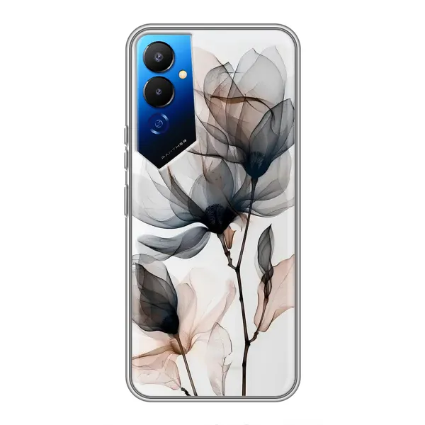 Чехол с принтом «Цветы на белом» для TECNO POVA 4 (LG7n)