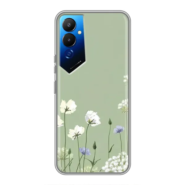Чехол с принтом «Цветы на зеленом» для TECNO POVA 4 (LG7n)