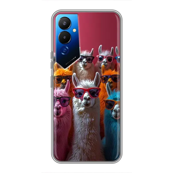 Чехол с принтом «Ламы в очках» для TECNO POVA 4 (LG7n)