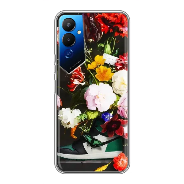 Чохол з принтом «Nike цветы» для TECNO POVA 4 (LG7n)