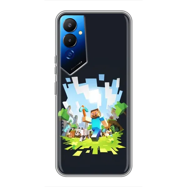 Чехол с принтом «персонажи Minecraft» для TECNO POVA 4 (LG7n)