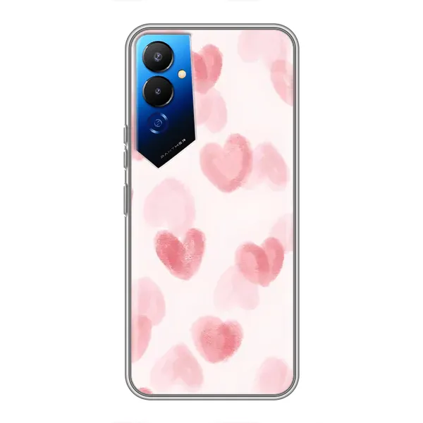 Чехол с принтом «Розовые сердечки» для TECNO POVA 4 (LG7n)