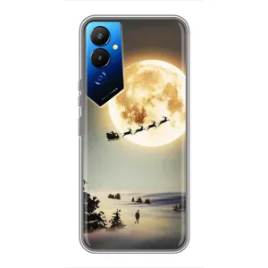 Новогодние, Праздничные Чехлы для Tecno POVA 4 (LG7n) - 2024 год (Санта на луне)