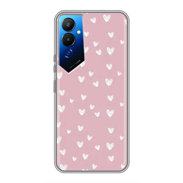 Чехол с принтом «Сердечки на розовом» для TECNO POVA 4 (LG7n)
