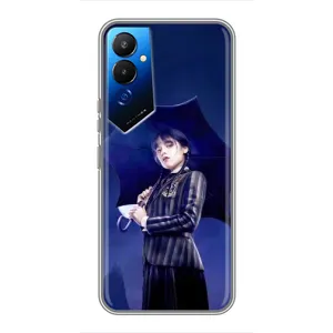 Чехлы Венсдей на Tecno POVA 4 (LG7n) Уэнсдей (AlphaPrint) (Уэнздей с зонтом)