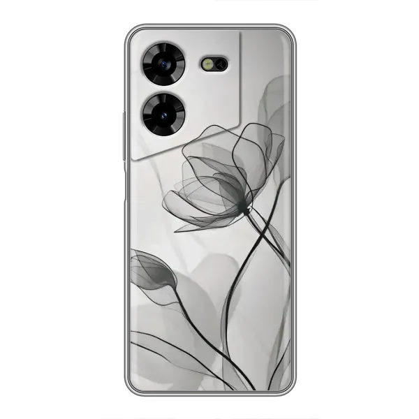 Чехол с принтом «Черные цветы» для TECNO POVA 5 (LG7n)