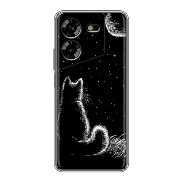 Чехол с принтом «Котик и луна» для TECNO POVA 5 (LG7n)