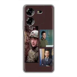 Чехол для Tecno POVA 5 (LG7n) (AlphaPrint - с принтом Зеленского) (Президент)