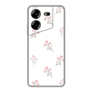 Чехол с розовым рисунком для Tecno POVA 5 (LG7n) (Розовые цветы)