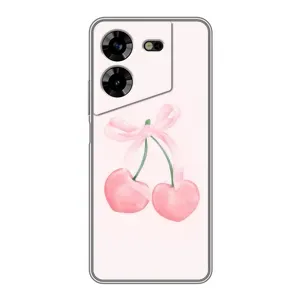 Чехол с розовым рисунком для Tecno POVA 5 (LG7n) (Розовые вишни)