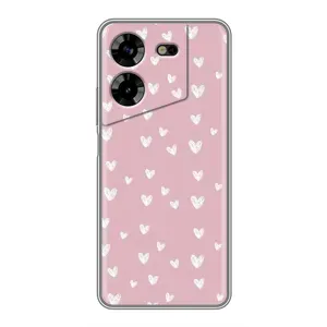 Чехол с розовым рисунком для Tecno POVA 5 (LG7n) (Сердечки на розовом)