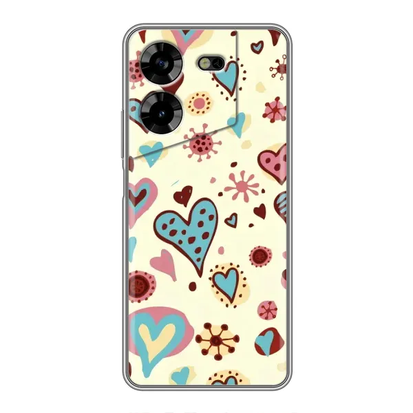 Чехол с принтом «Сердечки» для TECNO POVA 5 (LG7n)