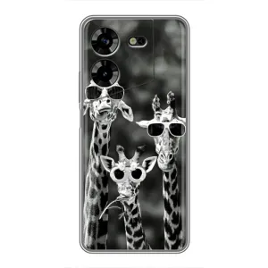 Силиконовый чехол с КАРТИНКАМИ лето для Tecno POVA 5 (LG7n) (AlphaPrint) (Жирафы в очках)