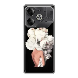 Чехлы (ART) Цветы на Tecno Pova 6 (VPrint) (Белые цветы)