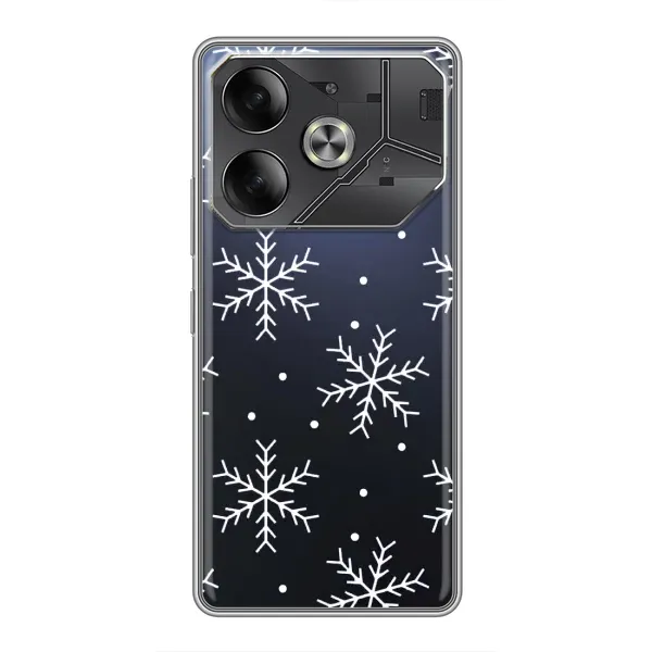Чехол с принтом «Белые снежинки» для TECNO Pova 6