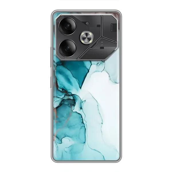 Чехол с принтом «Бирюзовый мрамор» для TECNO Pova 6
