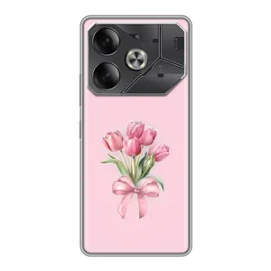 Чехол с розовым рисунком для Tecno Pova 6 (Букет цветов)
