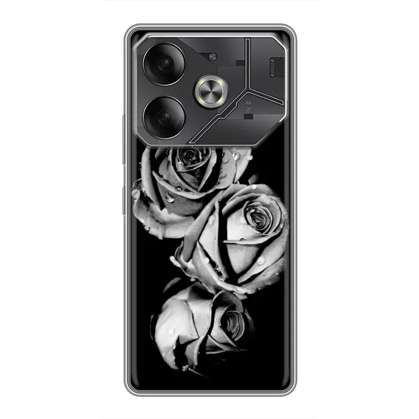 Чохол з принтом «Чорна троянда» для TECNO Pova 6