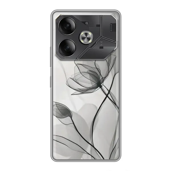 Чехол с принтом «Черные цветы» для TECNO Pova 6 Чехол с принтом «Черные цветы» для TECNO Pova 6