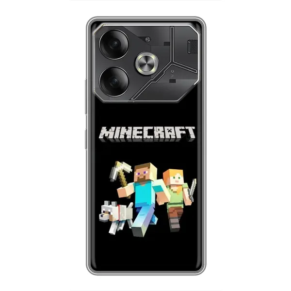 Чохол з принтом «герої Minecraft» для TECNO Pova 6