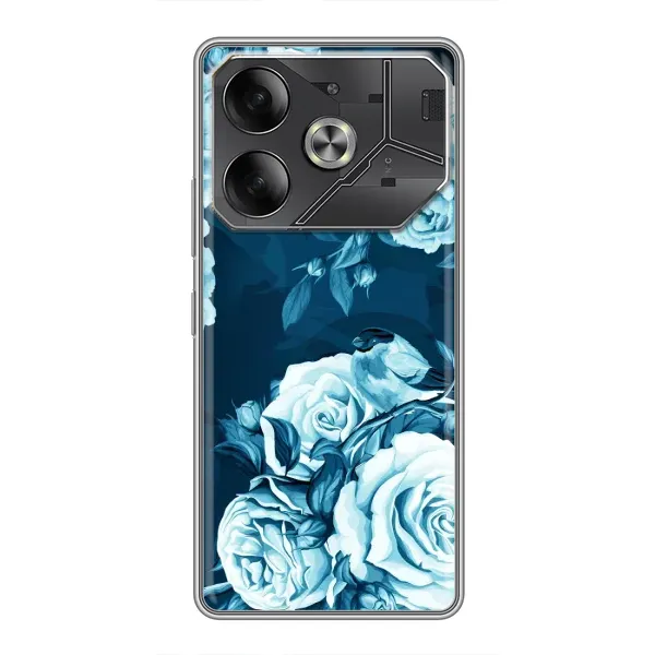 Чехол с принтом «Голубые Бутоны» для TECNO Pova 6