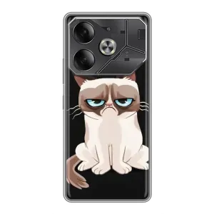 Чехол с принтом для Tecno Pova 6 (AlphaPrint) Модные коты (Грустный кот)