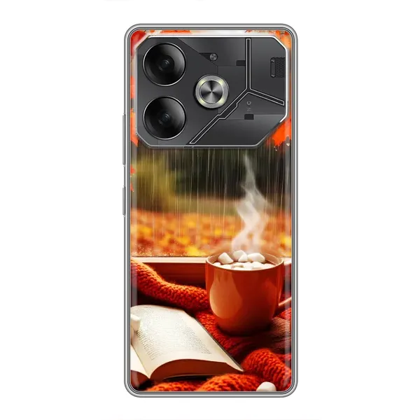 Чехол с принтом «Кофе и дождь» для TECNO Pova 6 Чехол с принтом «Кофе и дождь» для TECNO Pova 6