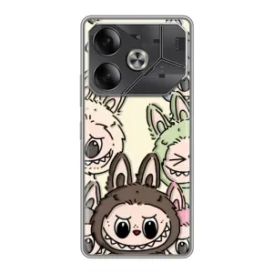 Чехол с Лабубу на Tecno Pova 6 (Золотая обезьяна Bored Ape)