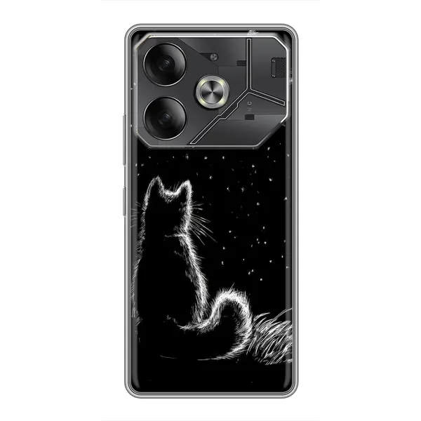 Чехол с принтом «Котик и луна» для TECNO Pova 6