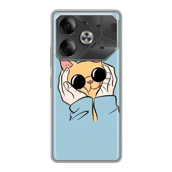 Чехол с принтом «Котик в очках» для TECNO Pova 6