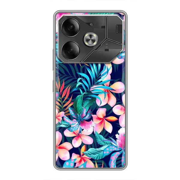 Чехол с принтом «Красочные цветы» для TECNO Pova 6