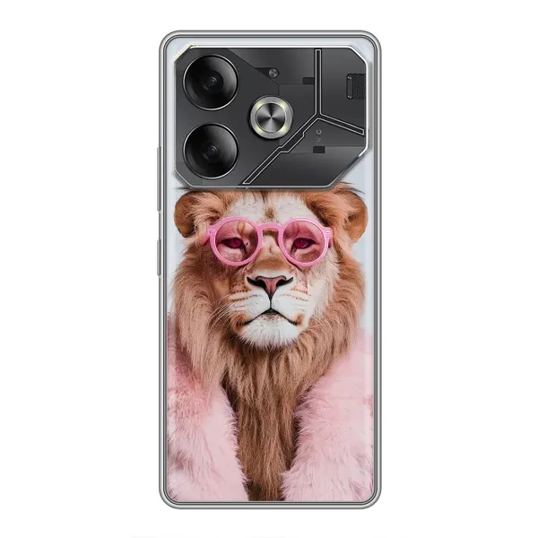 Чехол с принтом «Лев в очках» для TECNO Pova 6