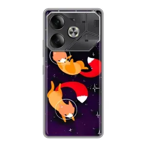 Чехлы с картинкой Лисички для Tecno Pova 6 (VPrint) (Лисички космонавты)