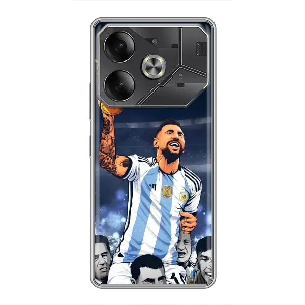 Чехол с принтом «Месси с кубком» для TECNO Pova 6