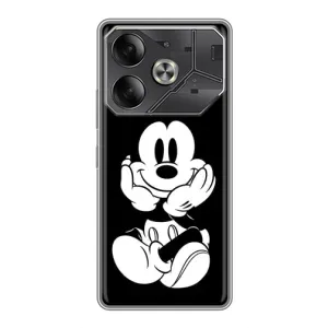 Эксклюзивный чехол для Tecno Pova 6 (AlphaPrint - Мультяшные) (Микки на черном)