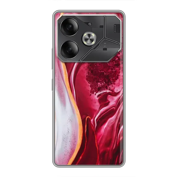 Чехол с принтом «Мрамор красный» для TECNO Pova 6