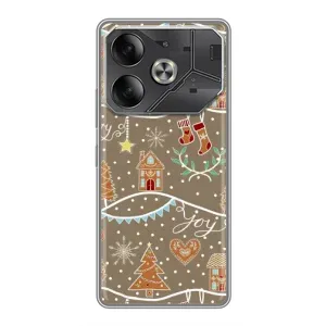 Новогодние, Праздничные Чехлы для Tecno Pova 6 - 2024 год (Новогодние пряники)