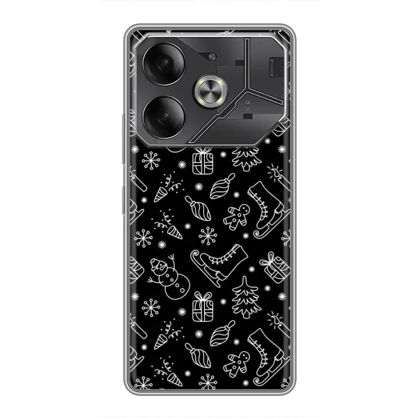 Чехол с принтом «Новогодний фон» для TECNO Pova 6