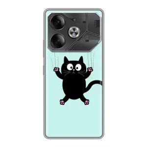Чехол с принтом для Tecno Pova 6 (AlphaPrint) Модные коты (Падающий кот)