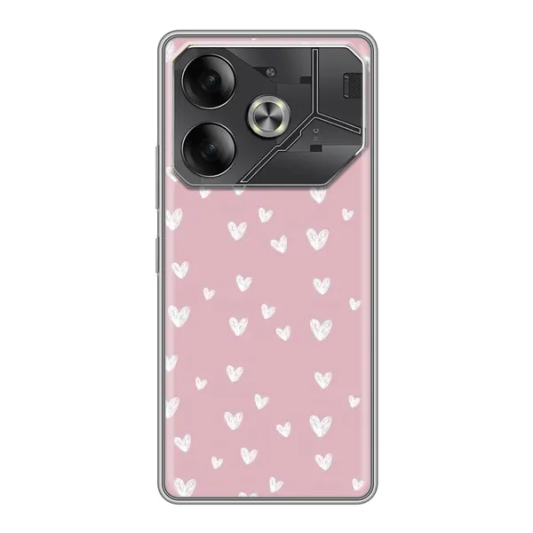 Чехол с принтом «Сердечки на розовом» для TECNO Pova 6