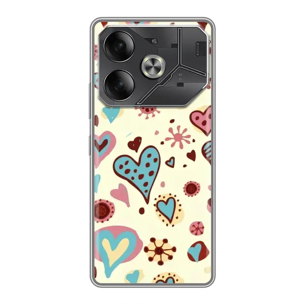 Чехол с принтом «Сердечки» для TECNO Pova 6