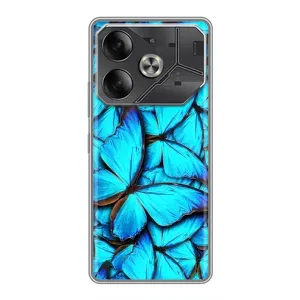 Чехол с принтом для Техно Пова 6 - (Прикольные) (AlphaPrint) (Синие бабочки)