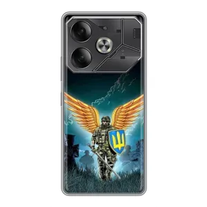 Чехлы с картинкой ЗСУ для Tecno Pova 6 (AlphaPrint) (Солдат ЗСУ)