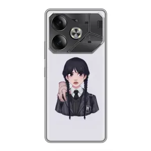 Чехлы Венсдей на Tecno Pova 6 Уэнсдей (AlphaPrint) (Уэнздей и Вещь)