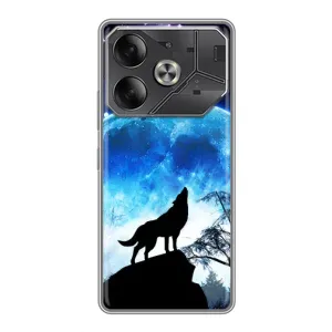 Защитные чехлы для Техно Пова 6 (AlphaPrint) (ХИТ продаж) ВОЛК (Волк на луну)