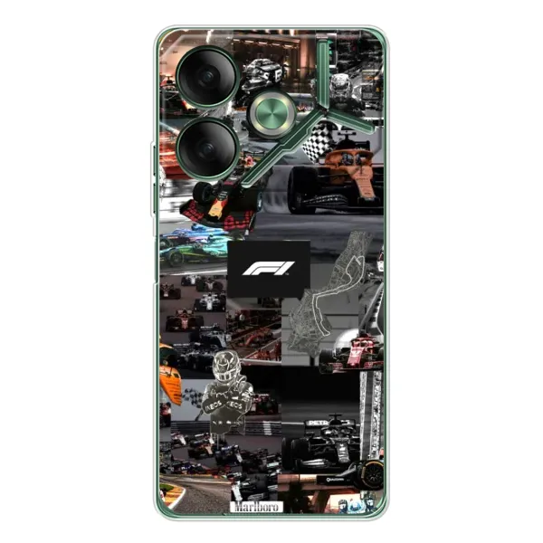 Чохол з принтом «Гоночний колаж Ф1» для TECNO Pova 7 5G Чохол з принтом «Гоночний колаж Ф1» для TECNO Pova 7 5G